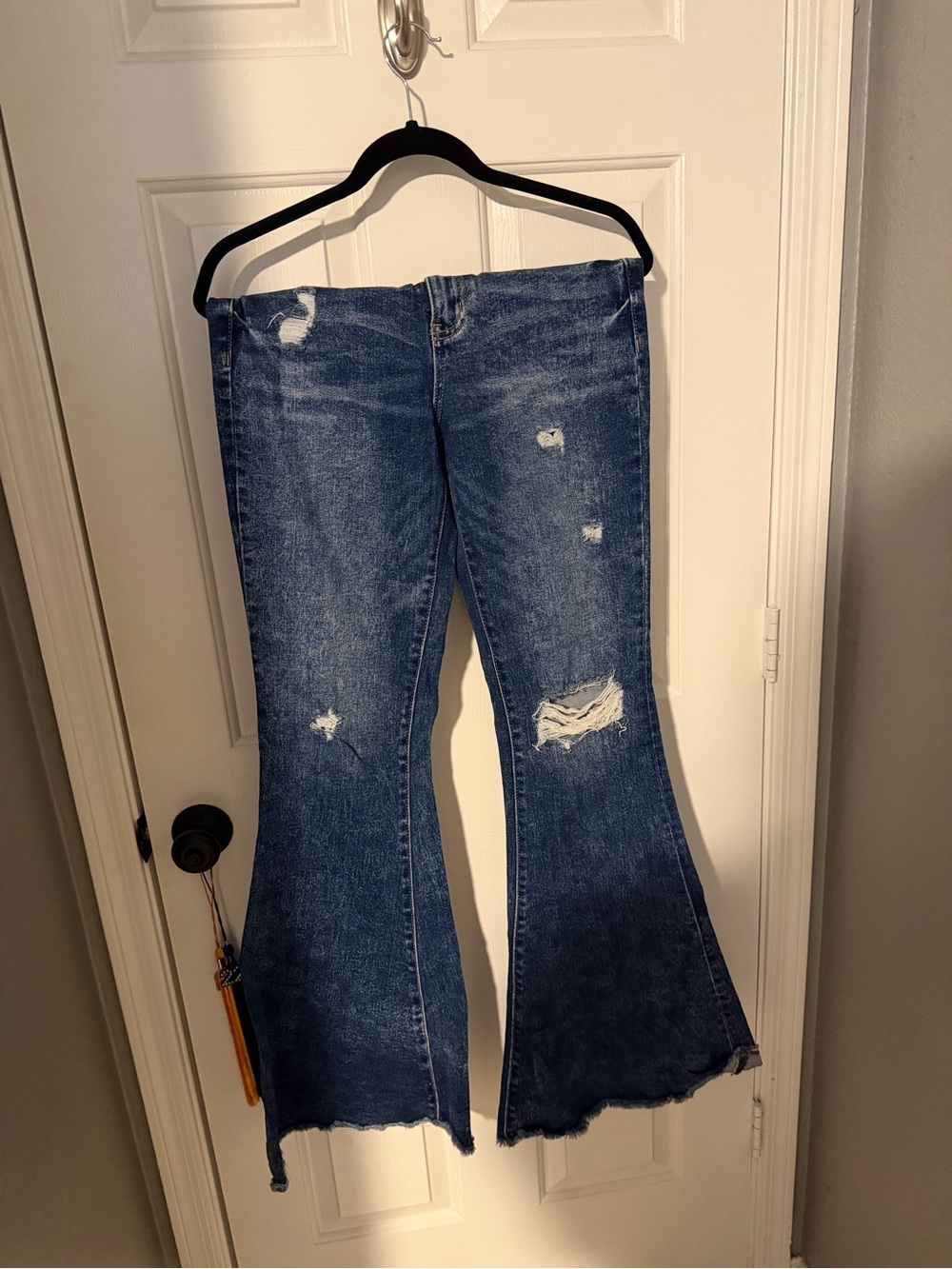 Flying Monkey Dark Blue Distressed Flare Jeans